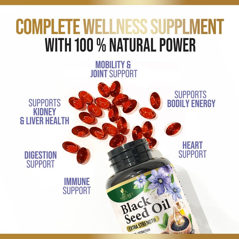 Black Seed Oil Capsules 1000mg - Premium Nigella Sativa Blackseed,