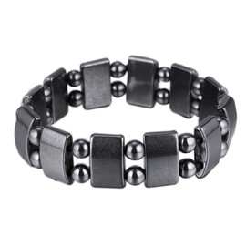 VIKI LYNN Set of 2 Men's Hematite Metal Magnetic Therapy Bracelets S27-St2