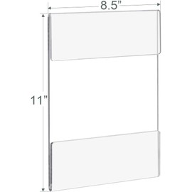ADColor Acrylic Sign Holder 8.5 x 11 Wall Mount - Vertical Clear Plastic Menu Signs Display Holder with Mounted Tape for Document, Flyer, Art Poster - Window Wall Frame for Office, Home, Store, Decor, 6Pack