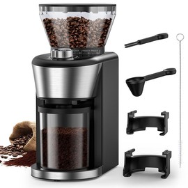 COWSAR COWAR Coffee Grinder Electric Burr Mill, Conical Burr Espresso Coffee Grinder, Coffee Bean Grinder With 35 Adjustable Settings Precise Setting For 2-12 Cups Stainless Steel Silver