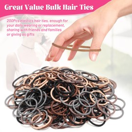 Anezus 200 Pcs Multi-Colored Hair Ties for Thick Hair, Elastics Hair Ties Bulk Hair Bands for Women, Men and Girls(4mm)