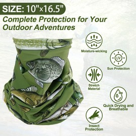 Levfla 3PCS Fishing Gifts UV Sun Protection for Men Includes Neck Gaiter Fishing Hat Arm Sleeves Fishing from Daughter Son Wife Fishing Accessories for Dad Grandpa Gift Ideas Green