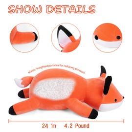 OurHonor 4.2lbs Fox Weighted Stuffed Animals 24in, Weighted Stuffed Animals, Giant Fox Throw Pillow Soft Plushie Doll Toy Gifts for Adults Kids