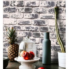Grey Brick Wallpaper Peel and Stick Wallpaper Brick Contact Paper for Walls Self-Adhesive Removable Wallpaper Faux 3D Brick Wallpaper for Bedroom Wall Covering Waterproof Vinyl Wallpaper 17.7“×78.7”