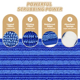 Reusable Mop Pads Compatible with Swiffer Sweeper Mops-12 Inch Washable Microfiber Wet Pads Refills Dry Sweeping Cloths Heavy Duty Mop Head Replacement for Wet Dry Floor Cleaning, 3 Pack of Blue