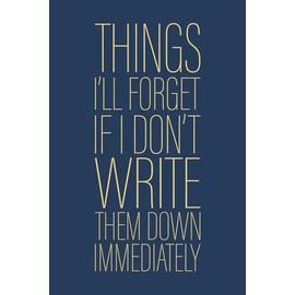 Things I'll Forget If I Don't Write Them Down Immediately: 6 x 9 Blank Lined Notebook Journal Navy - Funny Saying Sarcastic Work Gag Gift for Office Coworkers, Employees, Adults, Older Men Women, Boss