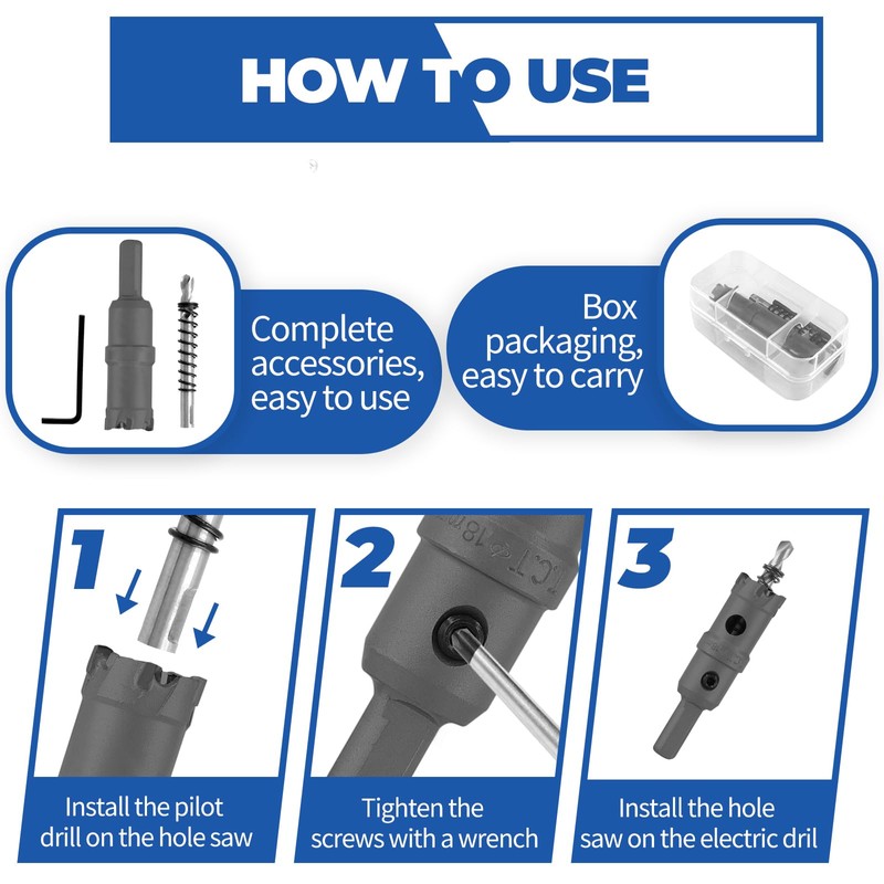 Cjueiom 18mm / 7/10 Inch Carbide Hole Saw, Metal Hole