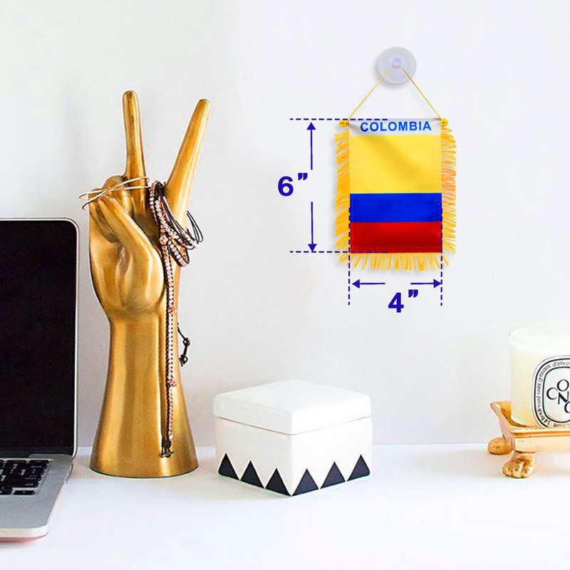 Anley 4 X 6 Inch Colombia Fringy Window Hanging Flag