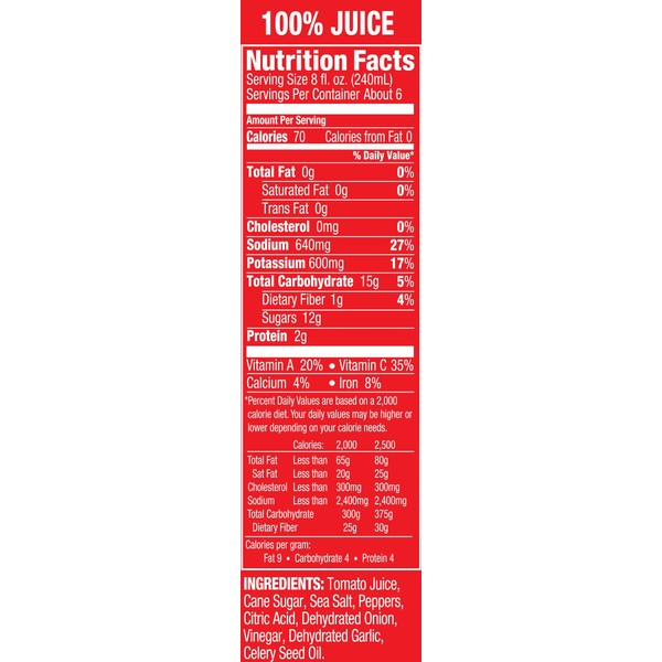 Dei Fratelli Tasty Tom Spicy Tomato Juice, Not from Concentrate, 46oz (6 pack)