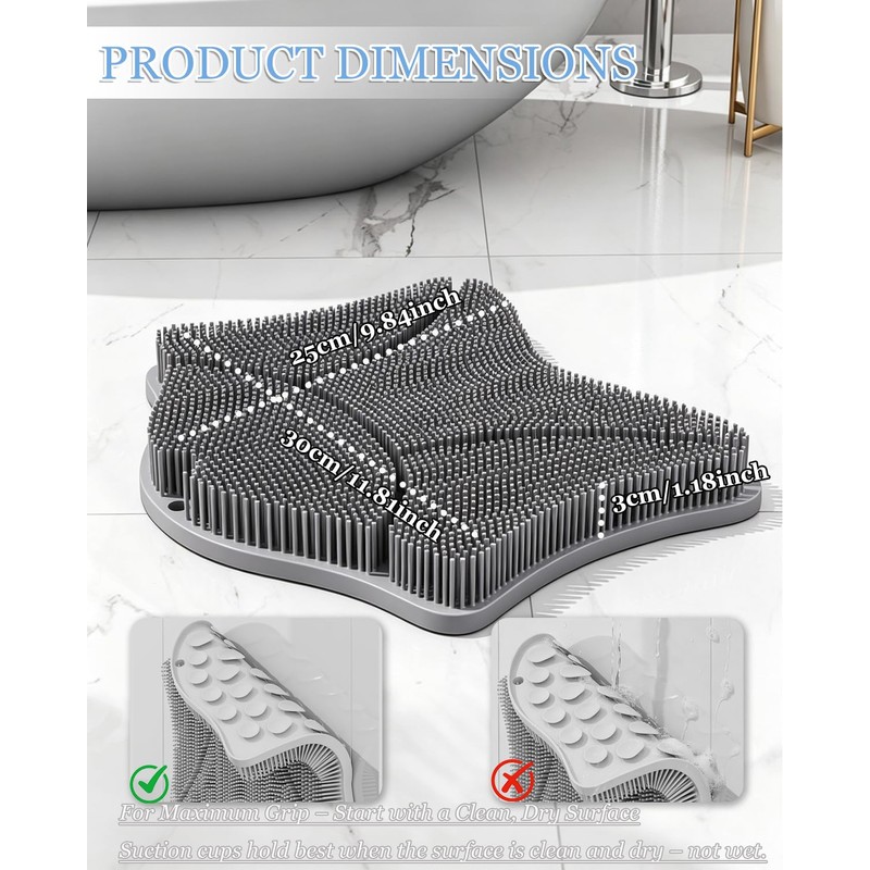 2026 New Upgrade – Shower Foot Scrubber Mat with Strong