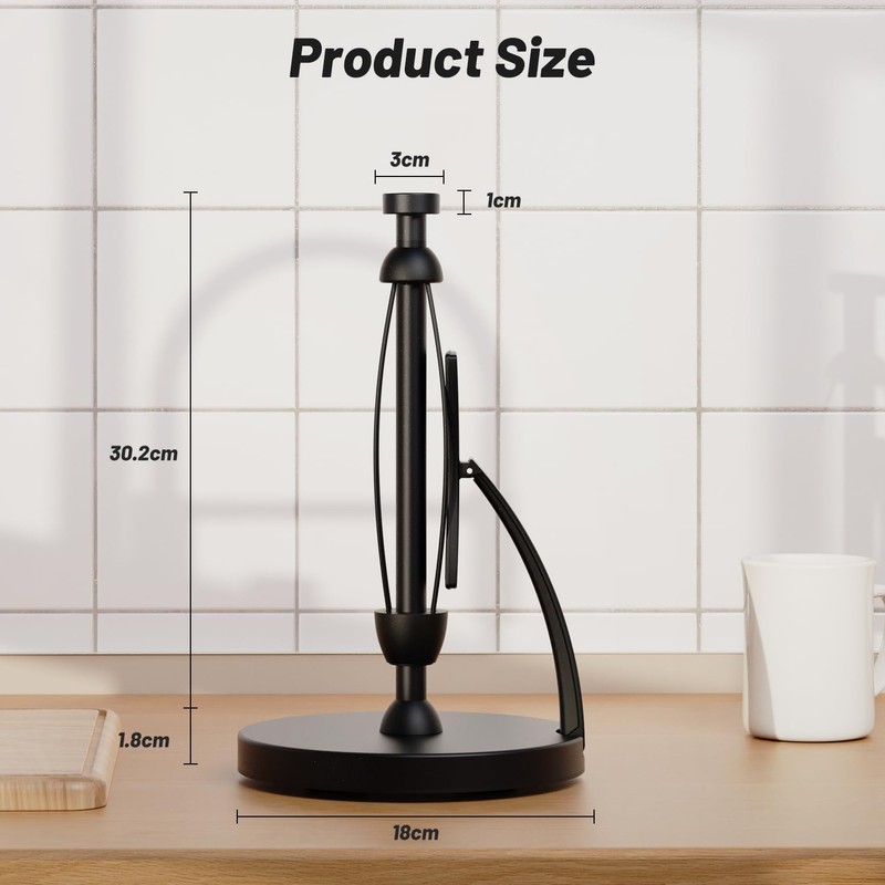 VEHHE Paper Towel Holder Countertop, Black Paper Towel Holder with
