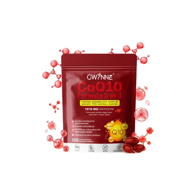 Gwynne Coq10 Cápsulas con PQQ CoQ10 400mg Omega-3 Supplement, 120