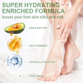 NOVIIML isturizing Foot Mask with Shea Butter and Goat Milk, Hydrating Foot Masks for Dry Cracked Feet, Dry Skin Moisturizer for Soft and Smooth Touch Feet - Men Women - 5 Pairs