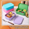 Layhit 4 Pcs Silicone Bento Box Reusable 3 Compartment Silicone