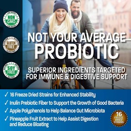 Bronson Probiotic 50 Billion CFU + Prebiotic with Apple Polyphenols & Pineapple Fruit Extract + High Potency Vitamin D3 10,000 IU