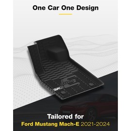 3W Ford Mustang Mach E Floor Mats Fit for 2021 2022 2023 2024 TPE All Weather Car Accessories Custom Fit Floor Liner 1st and 2nd Row Full Set Car Mats, Black