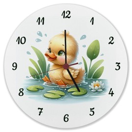 Duck Wall Clock Cute Wall Clock with Cute Duck Floating in Water - Perfect for Bathroom or Children's Room Birds by the Lake