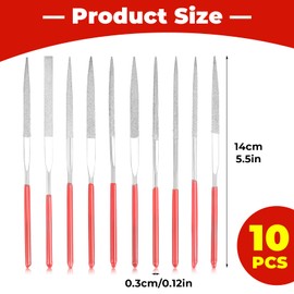 10Styles Diamond File Set, Metal Needle File Set Small Diamond Model Files for Sharpening, 6'' Professional Jewelry Tools, Mini Hand Files for Jewelers Glass Stone Wood Carving Working