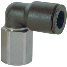 Legris 3009 56 11 Nylon & Nickel-Plated Brass Push-to-Connect Fitting, 90 Degree Elbow, 1/4" Tube OD x 1/8" NPT Female