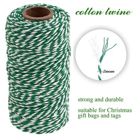 SORDIM Cotton Twine String, 984 Feet Holiday Bakers Twine String Rope, Christmas Twine Cord for Gift Wrapping, Craft Making (Red Green, 3pcs)
