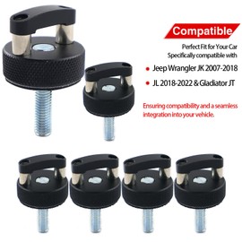 Aluminum Hard Top Quick Removal Fastener Thumb Screw Compatible with Jeep Wrangler JK 2007-2018, JL & Gladiator JT 2018-2022 Hardware Kit, Integrated D Ring, Black