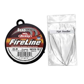 Beadsmith FIRELINE Beading Thread Crystal/Smoke 4LB 6LB 8LB 50 YRD/Spool (Crystal, 4LB 0.12mm) with Fine Beading Needle Bundle Kit for Jewelry Making & Beadwork