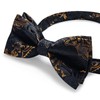 DiBanGu Mens Black and Gold Pretied Bow Ties Floral Bowtie