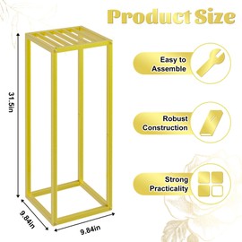 TUSPEU Gold Cylinder Stands for Party,2pcs Wedding flower stand,Metal Square Pedestal Stand for Display plant Parties Birthday Decor,31.5 Inch