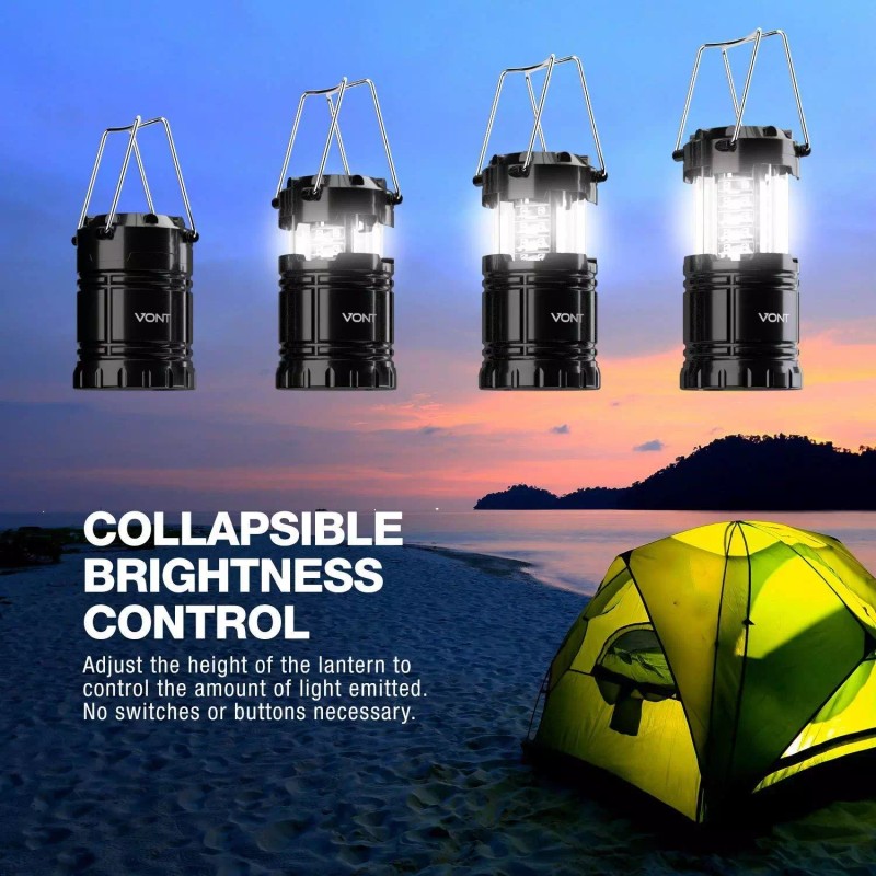 Vont 2 Pack LED Camping Lantern Portable Survival Kits Hurricane,