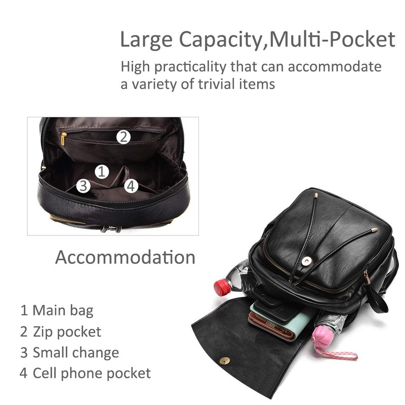 NICOLE&DORIS Fashion Women Backpack Mini Backpack Faux Leather Ladies Rucksack