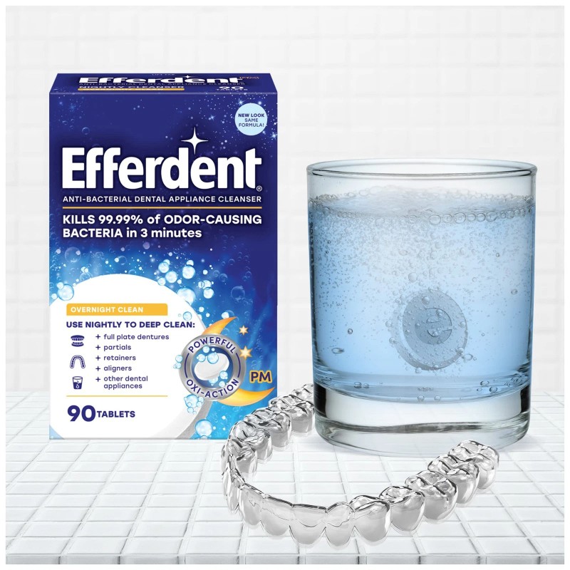 Efferdent Overnight Whitening Cleaner Tablets For Retainers Dentures 126 Count