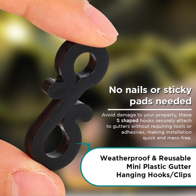 ANGIX 25 x S Shaped Gutter Hooks, Weatherproof & Reusable