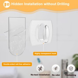 TEOYNGU 100 Clips + 120 Adhesive Strips, Command Clear Mini Light Clips, Command strips hooks, Small Self-Adhesive Hooks, Indoor Christmas/Festival Decoration,Command hooks small