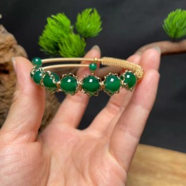 Unbranded 18K Gold Plated Green Agate Jewelry Set,Agate Bracelet,Agate Ring(2pcs/set)