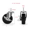 3 Inch Heavy Duty Caster Wheels, 1/4 inch Thread Stem,