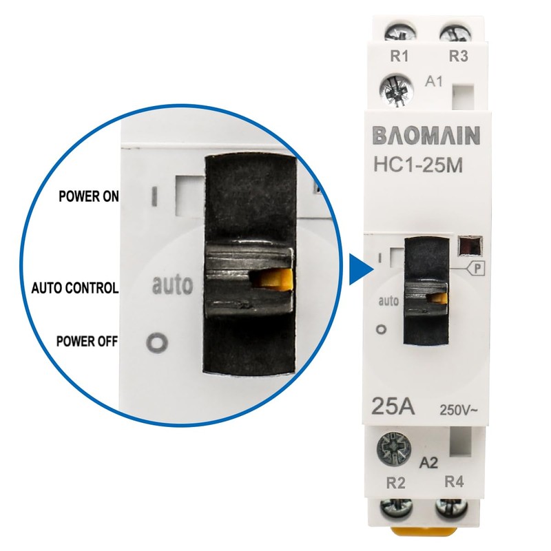 Baomain 220V AC 2-Pole Contactor, 25A 2NC Normally Closed, DIN