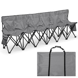 Kigley Folding Soccer Bench Chair Portable Team Sports Sideline Bench for Football Camp Travel Events Outdoor Seating with Storage Bag (Grey)