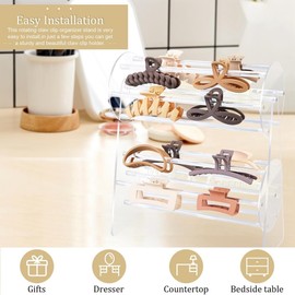 Organizador de Pinzas para el Cabello 1 Pieza Soporte Transparente de Acrílico Organizador de Pinzas para el Cabello con Rotación de 360 Grados y Almacenamiento