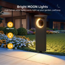 BONLION Solar Pathway Lights Outdoor, 6 Pack Upgraded Moon Shaped Landscape Lights - Brighter & Waterproof Solar Powered Decor for Yard, Garden, Path, Walkway, and Outdoor Decoration