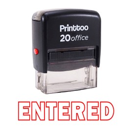 Printtoo Entered Self Inking Rubber Stamp Office Stationary Custom Stamp-Red