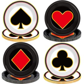 48Pcs Casino Party Paper Plates for Las Vegas Themed Party Supplies 7" Casino Night Party Disposable Plates Poker Dessert Plates for Game Night Birthday Poker Event Game Theme Favors Party Decorations