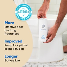 LooLoo Touch Free Toilet Freshener, Automatic Touchless Toilet Air Freshener Spray For Bathroom Starter Kit (Dispenser and 1 Fragrance Bottle) with Toilet Light and Deodorizer - Clean Cotton