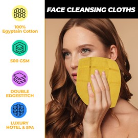 Towelogy® Premium Flannel Face Cloth 3-Pack 100% Egyptian Cotton Ring Spun Super Soft Washcloth 30x30cm for Cleansing Makeup Remover Spa & Gym Face Towels (Mustard Yellow, 3)