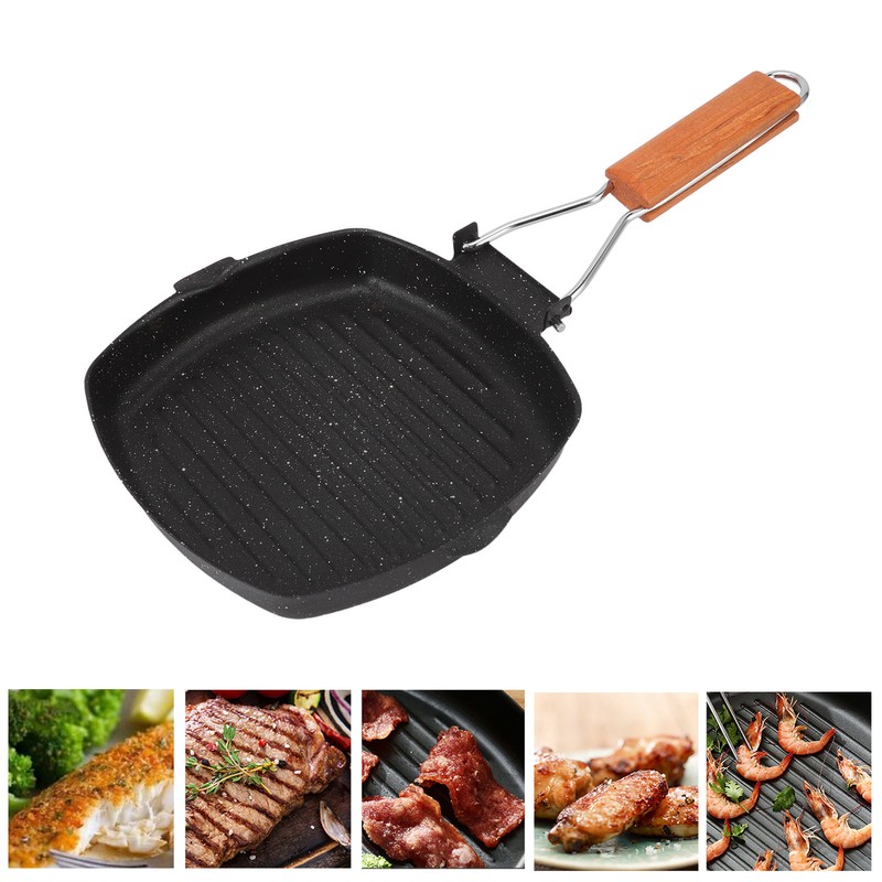 Frying Pan Outdoor Household Folding Beech Handle Energy Saving Non