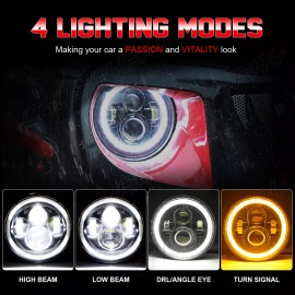 CHUSYYRAY PAIR 7inch Round LED Headlights Hi/Lo Beam DRL For Mazda 79-85 RX7 Miata