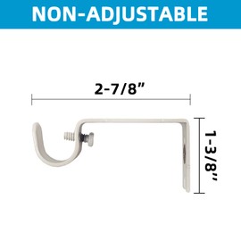 Kowibcl Curtain Bracket, 2 Pcs Holders, Fixed Brackets for 1/2 or 5/8 inch Rods, White