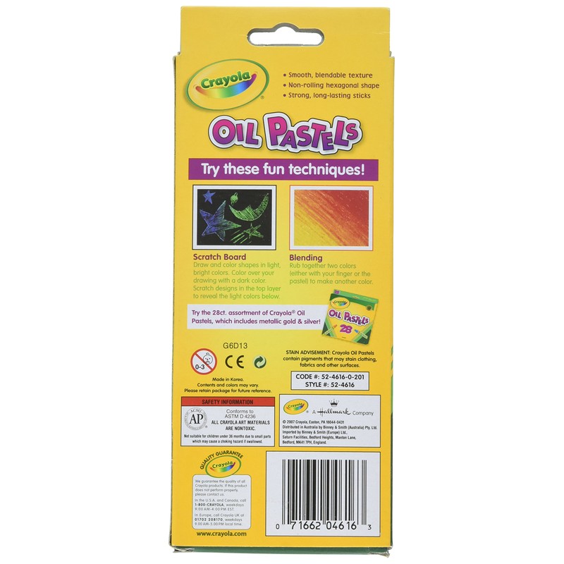 Binney & Smith 524616 Oil Pastels Jumbo-Sized Stick with Tapered