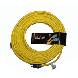 ProStar 12 Gauge SJTW 3 Conductor 100 Foot Extension Cord with Lighted Ends - Yellow