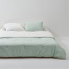 JAJU [JAJU] Crinkle Cotton Contrast Quilt Blanket Q Mint White
