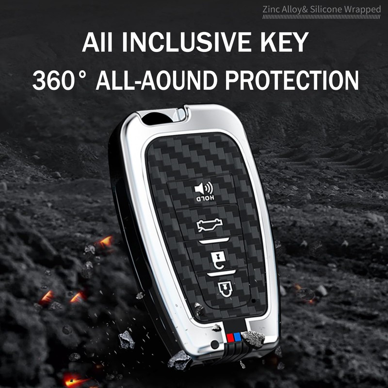 SANRILY Carbon Fiber Pattern 4 Button Smart Key Fob Cover